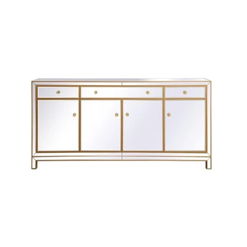 Elegant Decor Reflexion 72" Metal and MDF Mirrored Credenza in Gold - Picture 3 of 8