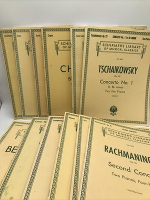 Schirmer's Library of Musical Classics Lot Of 12 Books Piano Czerny-Bach-Chopin