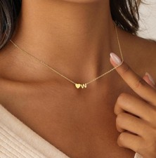 Gold Heart Initial Necklace for Women Gold Plated Pendant Letter W