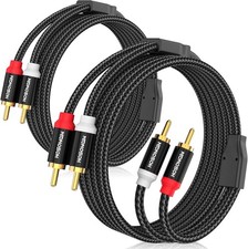 HOSONGIN RCA Cables 3.3ft 2 Pack Hi-Fi Sound, 3.3FT-2Pack, Black Braid Jacket