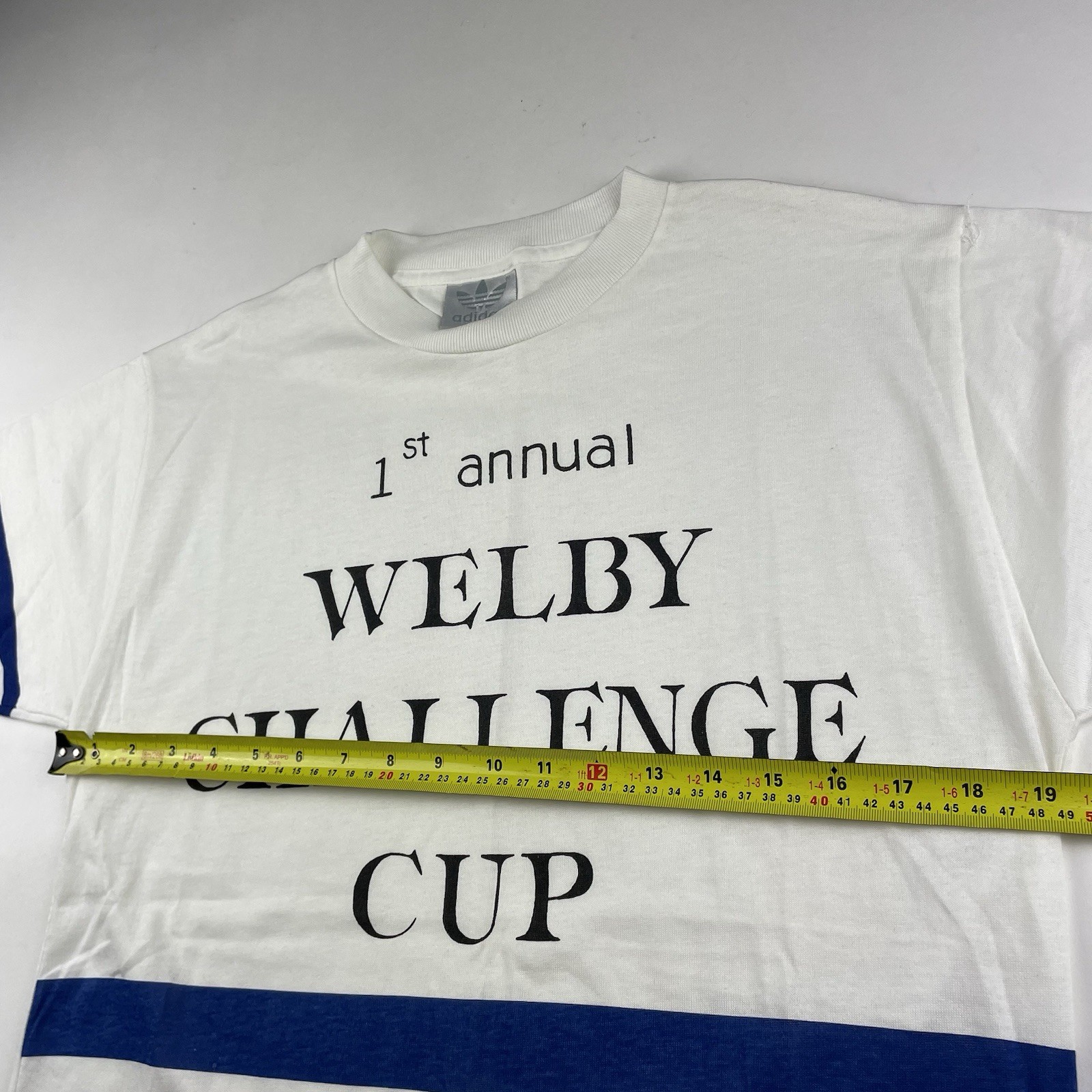 VTG 80s Adidas T-Shirt Size M Mens White Welby Challenge Cup NOS Like New Rare image 6