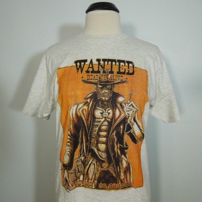 IRON MAIDEN Wanted Dead Or Alive S SMALL T-Shirt Light Gray Band Logo