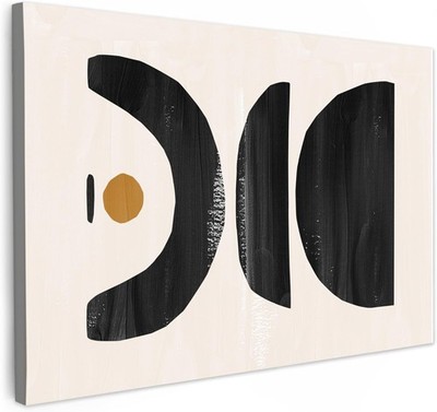 Wandbild abstrakt schwarz beige Leinwand 60x40cm modern gerahmt Druck