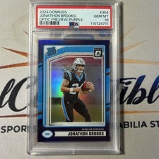 Jonathon Brooks 2024 Donruss Rated Rookie Optic Preview Purple Prizm /50 PSA 10