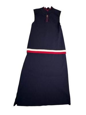 Leo & Ugo Polo Collar Stretch-knit Dress Navy Blue Size 4