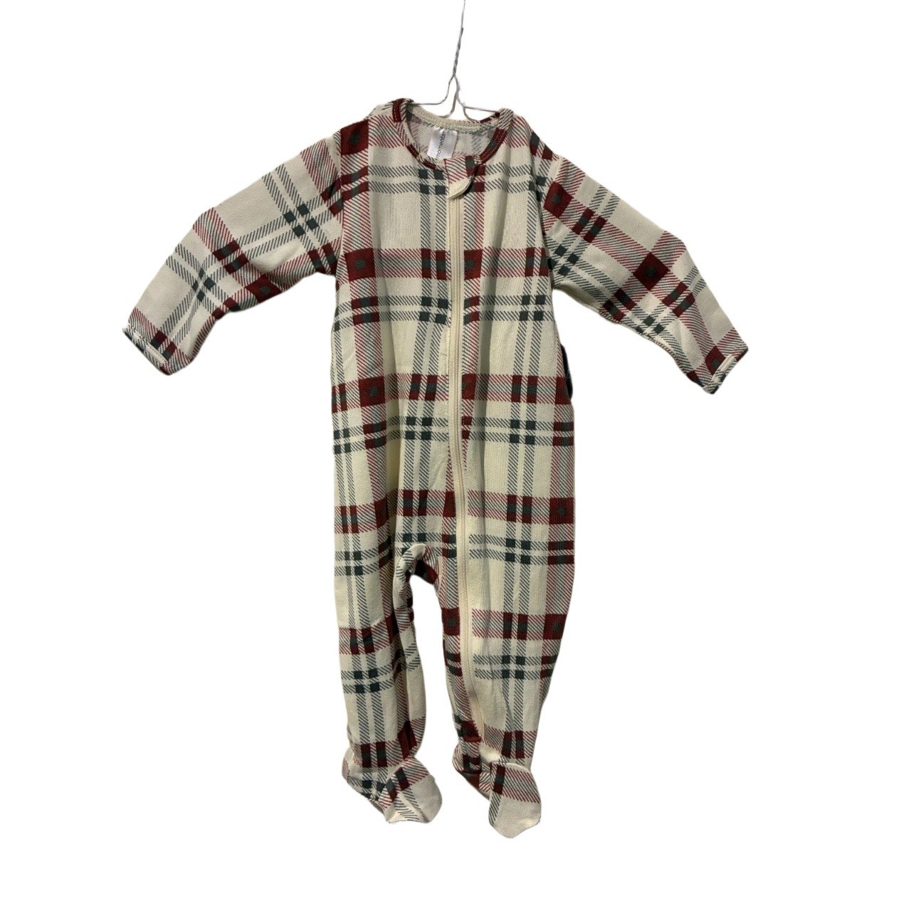 Gerber Baby 3-6M Plaid Thermal Footed Pajamas Sleeper Red Cream Zip Front NEW