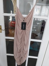 Pretty Little Things Beige Rucked Midi Dress