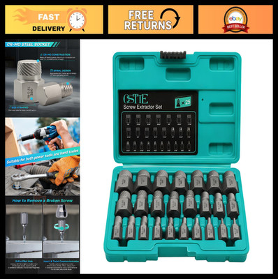 25Pcs Screw & Bolt Extractor Set, Hex Head Multi-Spline Easy Out Tool, Cr-Mo