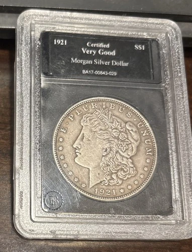 Morgan Silver Dollar 1921 VG BA 17-00843-029   .90 Silver Certified