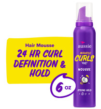 Aussie Miracle Curls Styling Mousse with Coconut  Jojoba Oil, Curly Hair, 6 oz