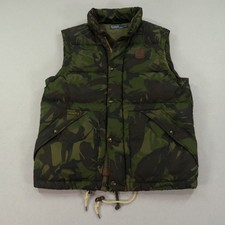 VTG Polo Ralph Lauren Vest Men Small Camo Down Filled Puffer Hunting Crest Patch