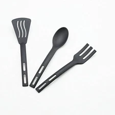 Kitchen Cooking Tools 3Pcs Mini Nylon Utensils Set Slotted Black 