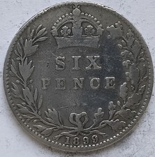 1899 Queen Victoria Sixpence Coin 9.25 Silver Very Fine Collectable Grade