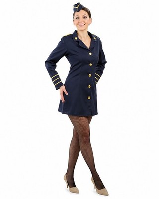 Stewardess Kostüm Damen Flugbegleiterin Uniform Airline Hostess Fasching 38/40