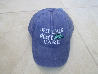 NEW JEEP HAIR don't CARE Adjustable Hat Embroidered Blue ADAMS Cool Crown