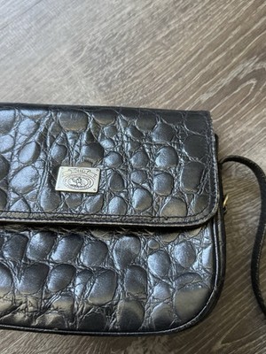 vintage Picard black faux crocodile embossed leather shoulder bag
