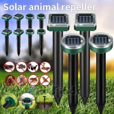 2/4Pcs Animal Repeller Ultrasonic Solar Power Outdoor Pest Mouse Snake Gopher US