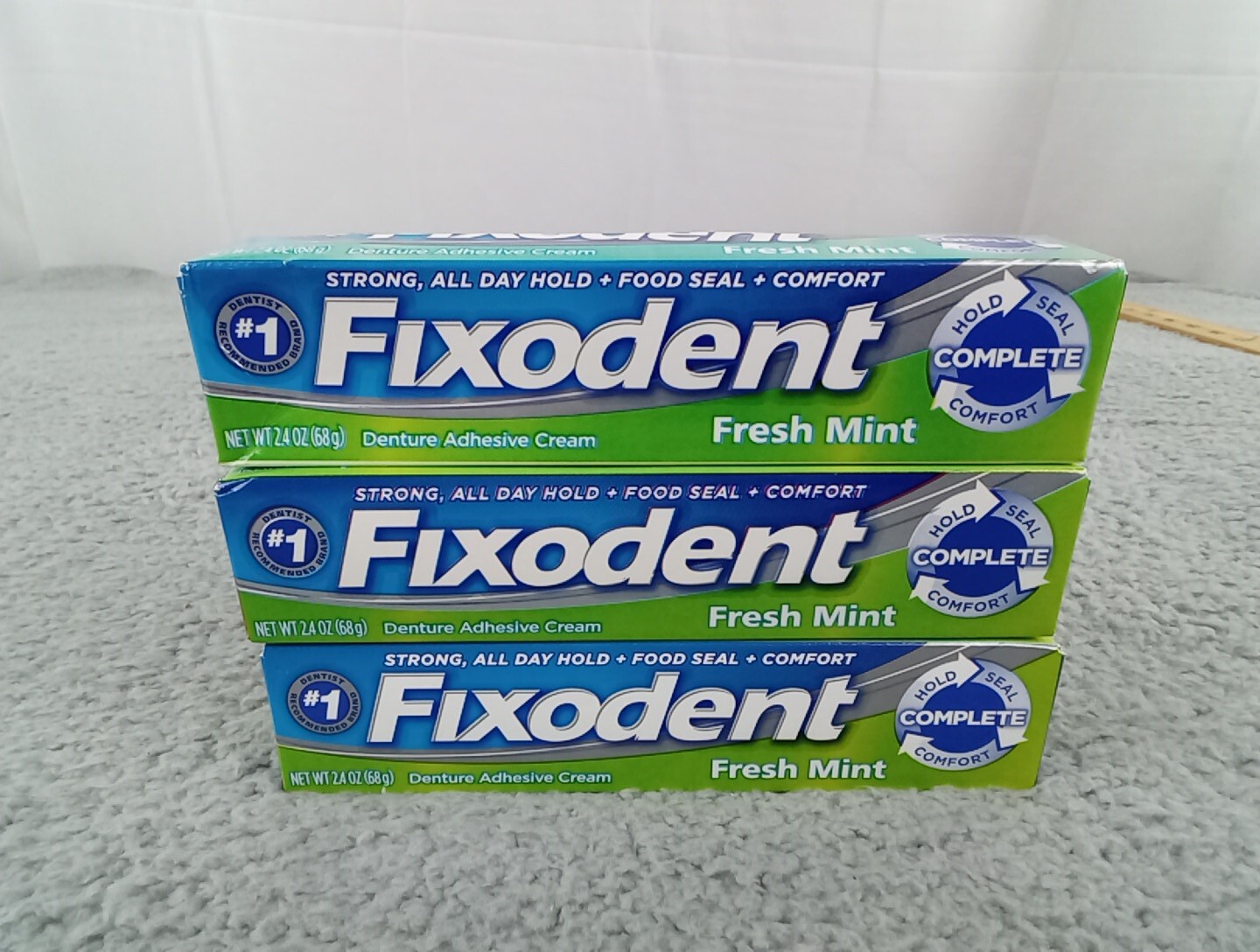 3x Fixodent Fresh Mint Denture Adhesive Cream 2.4 oz each New In Box eBay