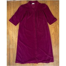 Vintage Felt Velour Nightgown Size Large 1970s Vanity Fair Button Down Dressing