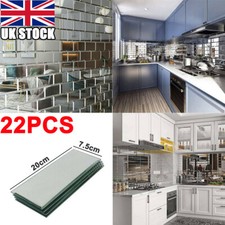 New 22X Clear Mirrored Bevelled Edge Glass Wall Bricks Tile for Home Decor 0.33㎡