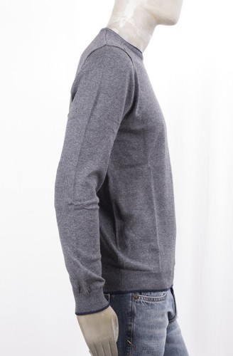 MAGLIA MARKUP GIROCOLLO CON BORDI A CONTRASTO E BORDI COTONE E CASHMERE GRIGIO - Foto 4 di 5