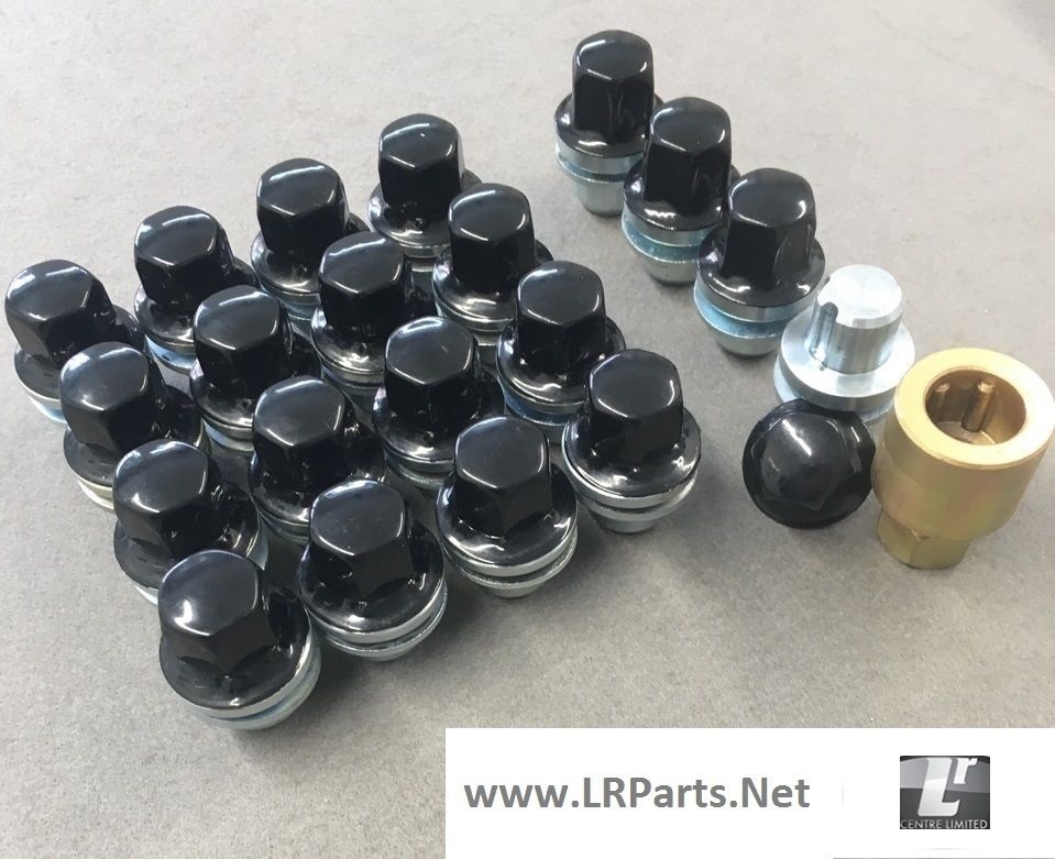 BLACK ALLOY WHEEL NUTS LOCKING NUTS FOR RANGE ROVER L322 16 & 4 LOCK