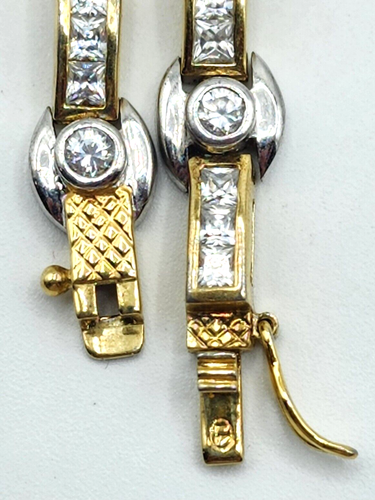 Vtg. Gold Plated Over Sterling Silver Cubic Zirconia Channel Necklace Signed - Picture 8 of 10