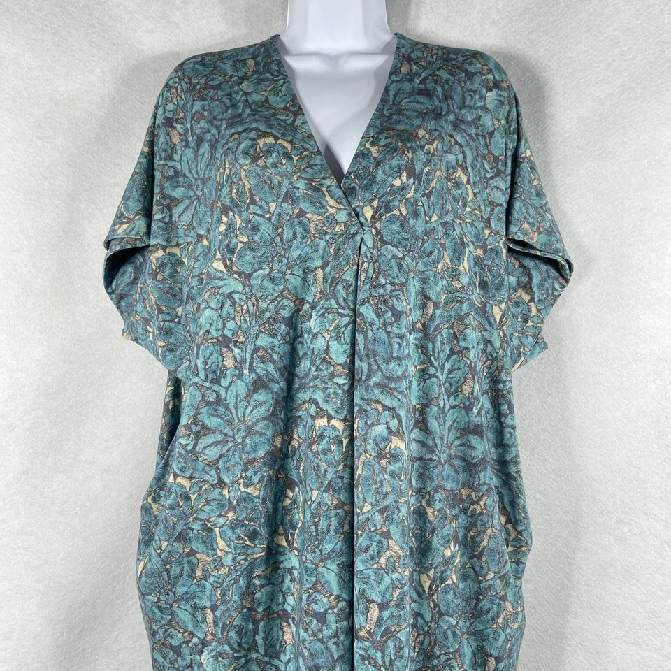 Vestido para mujer Peruvian Connection XS/S turquesa cambio floral de gran tamaño Foto 2 de 4