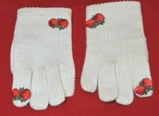Hochshild Kohn Ladies Child's Gloves Cotton Knitted Italy Strawberry Vintage