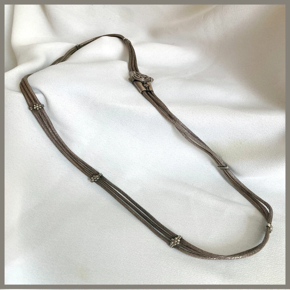 复古银色编织三股腰带(印度)。刻字锁。 螺钉扣。 — 第 2/4 张图片