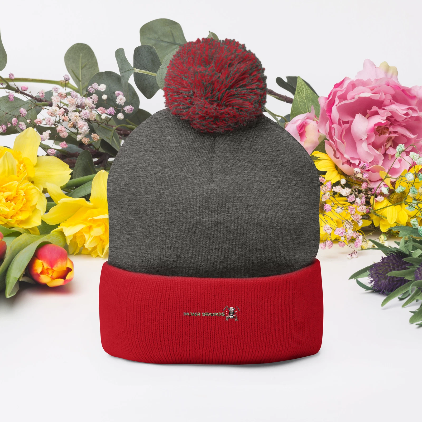 Silver Strands Pom-Pom Beanie