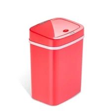 3.2 Gallon Red Rectangular Motion Sensor Trash Can Rectangle Plastic