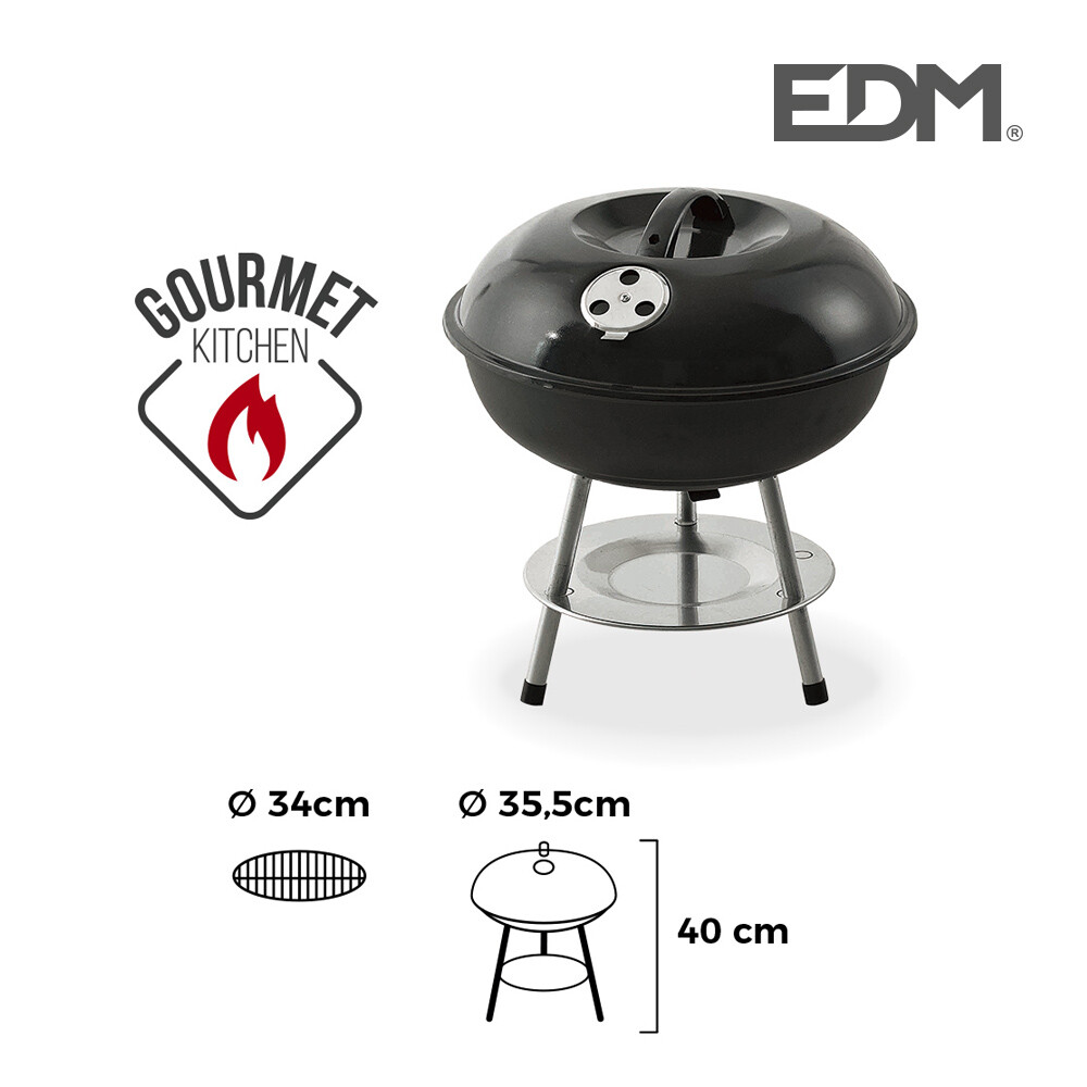 Edm - Barbacoa Negra Ø35,5Cm 3 Patas En Oferta E3/73837 Barbacoa De Pie Ø35,5X40Cm 3 Patas. Color Negro Edm