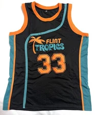 #33 Jackie Moon Flint Tropics Semi Pro Movie Men's Basketball Jersey Black