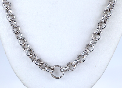 $20,000 Chopard 18K White Gold 8mm Large Rolo Circle Link Chain