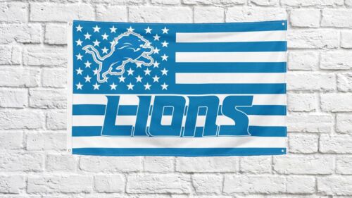 Fanghi di football dei Detroit Lions bandiera americana 3x5 piedi - Banner regalo ideale NFL - Foto 1 di 2