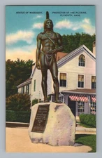 Statue of Massasoit Protector of Pilgrims Plymouth Massachusetts Postcard
