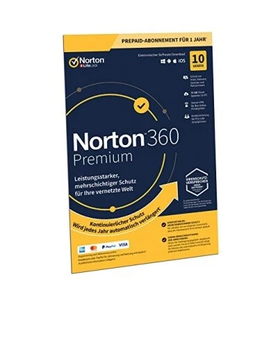 Norton 360 Premium, 10 Dispositivos - 1 Año, 75 GB, Envío Flash