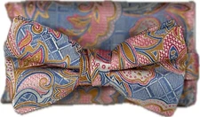 Stacy Adams Men's Bow Tie Hanky Cobalt Blue Coral Mustard Silver Handmade 2.5