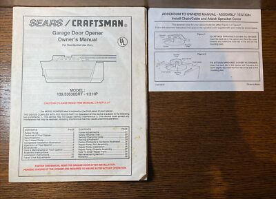 Sears/Craftsman Garage Door Opener Owners Manual Model 139.53638