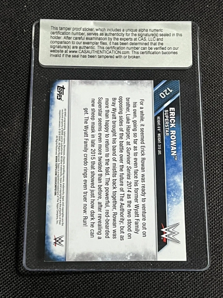 ERICK ROWAN 2016 TOPPS THEN NOW FOREVER SIGNED AUTOGRAPHED CARD CAS AUTHENTIC - Image 2 of 3