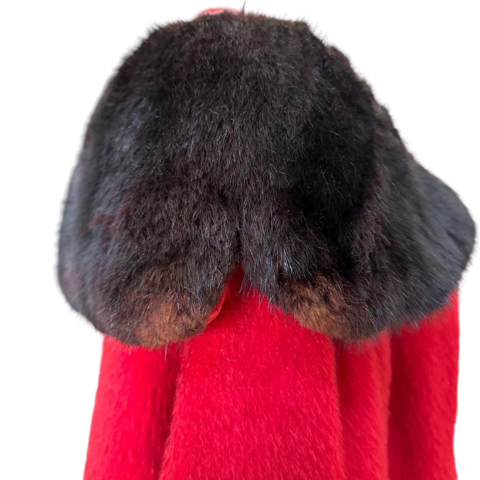 Vintage Lilli Ann 60s Red Wool Coat Brown Fur Col… - image 3