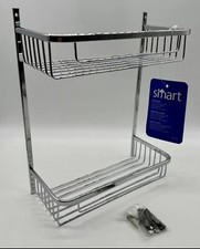 2 Tier Shampoo Basket Storage Holder Shower for Shelves Bathroom Kitchen