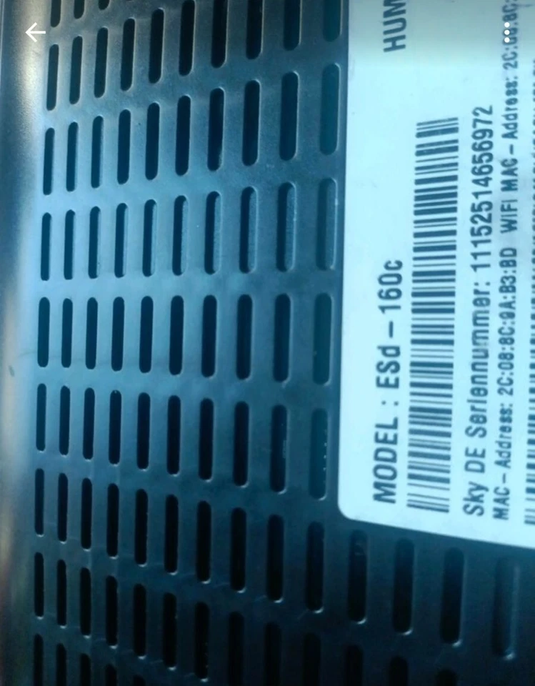 HUMAX SKY Receiver Esd-160c/ ohne Fernbedienung geht aber mit App - Bild 2 von 2