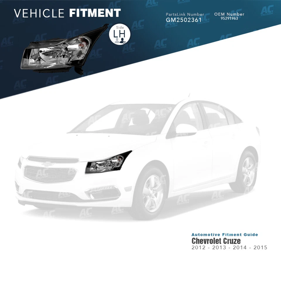 Faro izquierdo del conductor TYC para 12 13 14 15 Chevy Cruze / Cruze Limited 2016 Foto 2 de 4