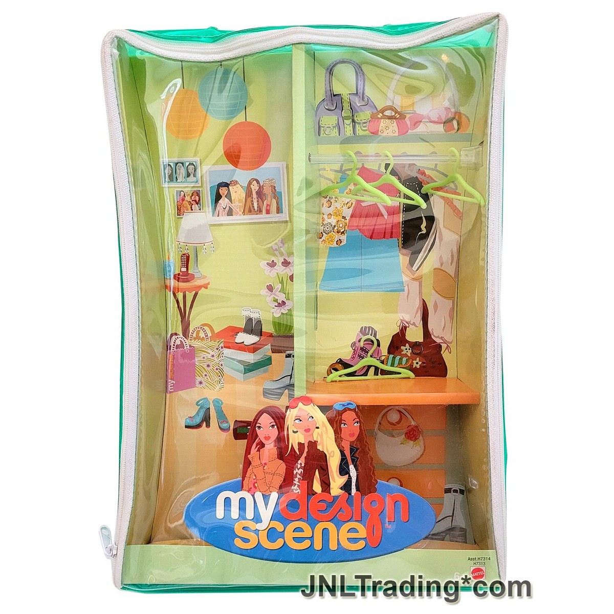 Year 2004 Barbie My Design Scene Fashion Closet (Green) with 4