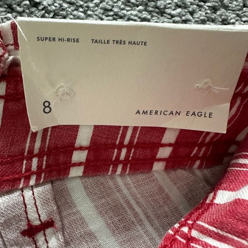 Neu mit Etikett Größe 8 American Eagle Damenshorts Leinenmischung super hoher Bund gestreift - Bild 4 von 9