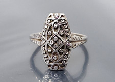 Vintage Sterling Silver 925 Filigree Abstract Wide band Ring size 5