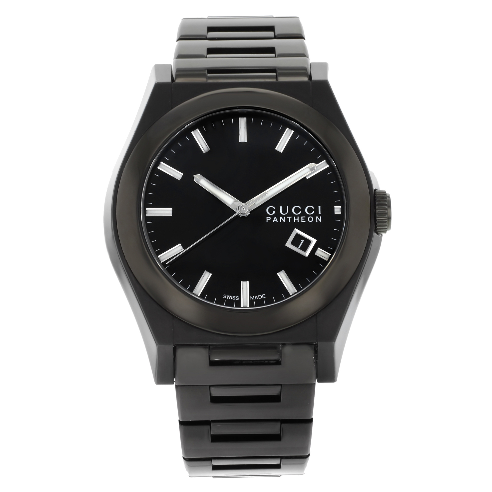 【美品】 GUCCI　115.4　PANTEON　パンテオン メンズ　腕時計 Gucci Pantheon 115 Black Ion Plated Steel Quartz Mens Watch