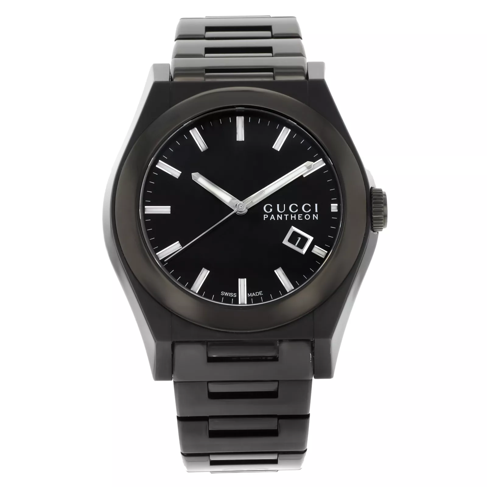 Montre homme à quartz plaqué acier ion noir Gucci Pantheon 115244